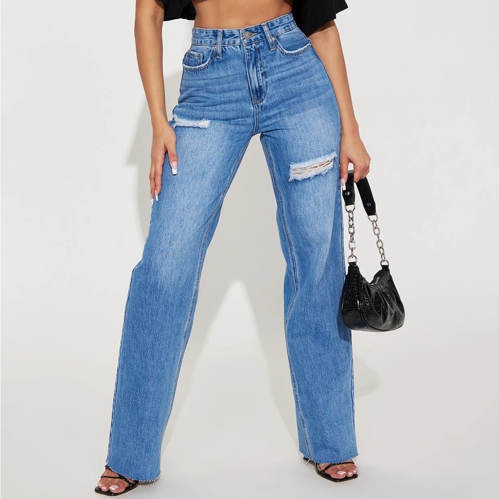 Ripped Straight Leg Jean